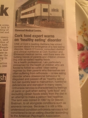 Our Nutritionist Niamh O Connor had an article in the Evening Echo This Week